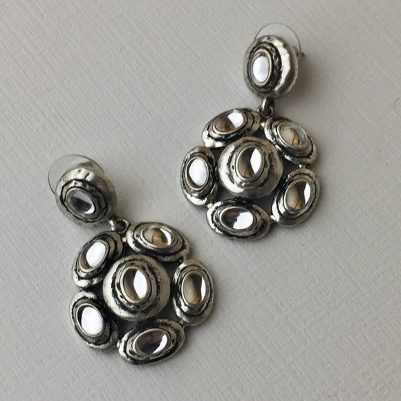Silver Tone Statement Drop Pierced Earrings - Picture 4 of 8